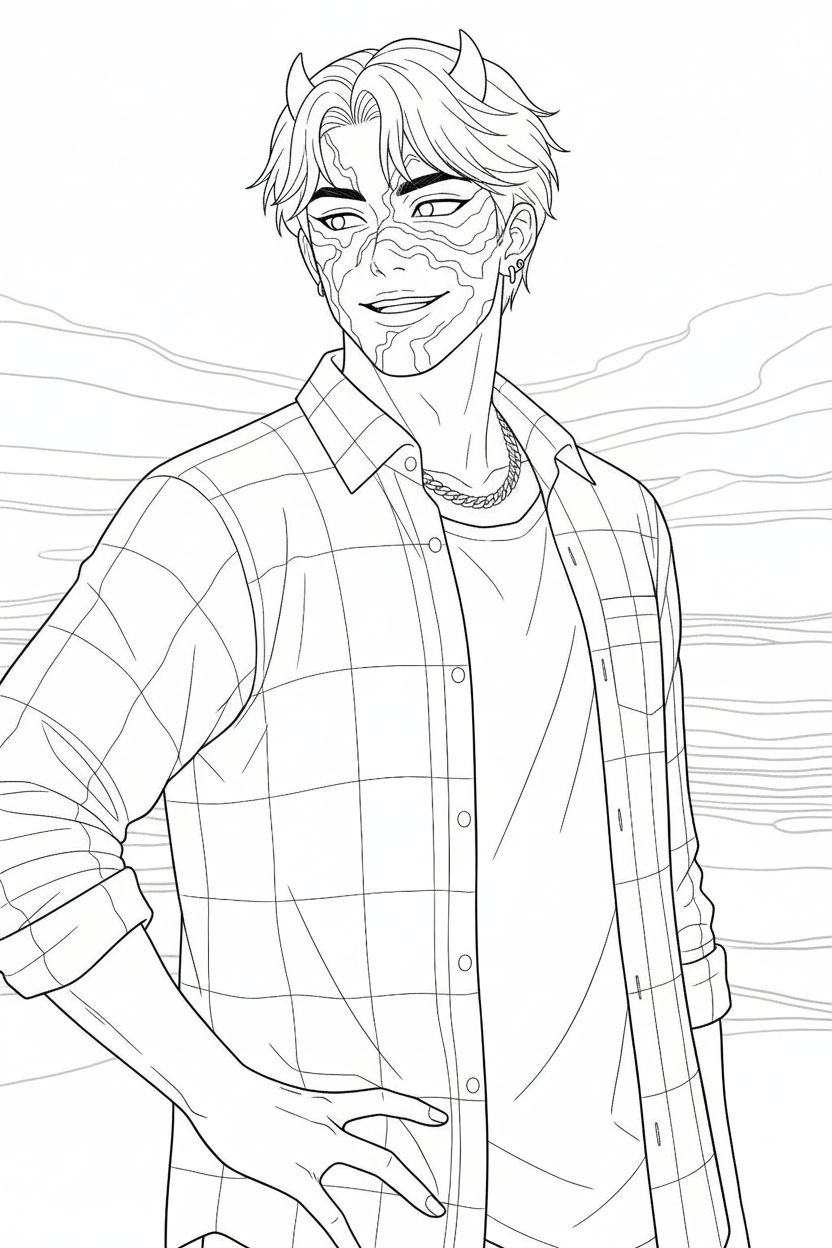 Saja Boys coloring pages for adults easy