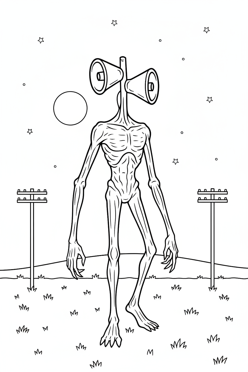 Siren Head coloring pages for adults pdf