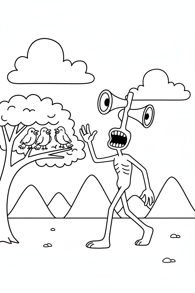 Siren Head coloring book pages