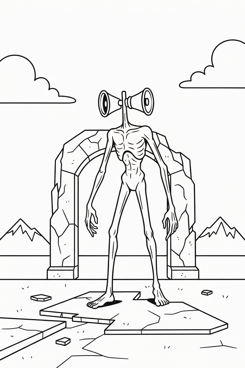 Siren Head cards coloring pages