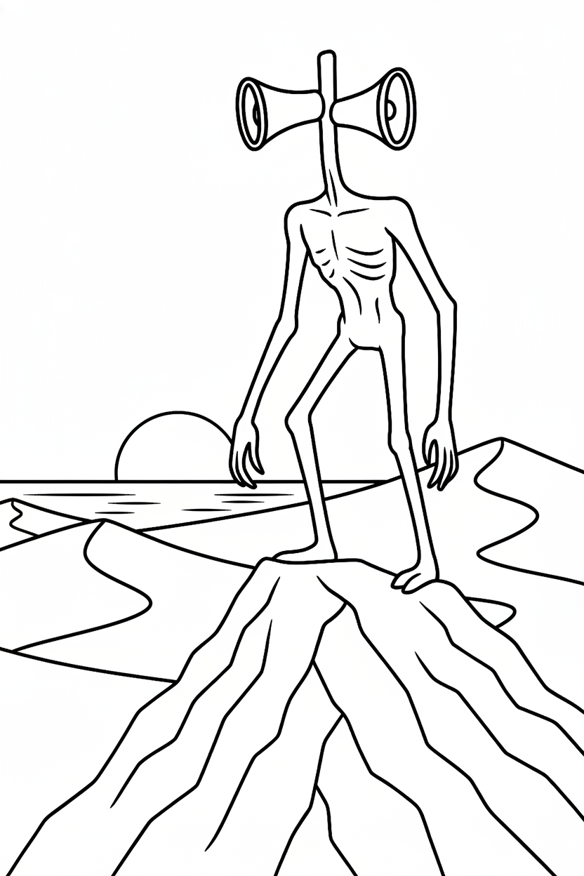 easy Siren Head coloring pages