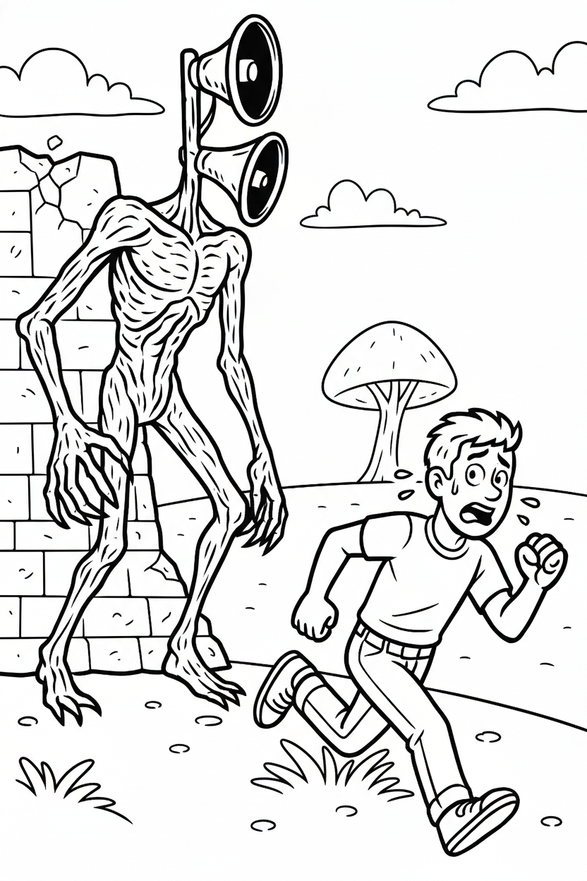 Siren Head coloring pages easy