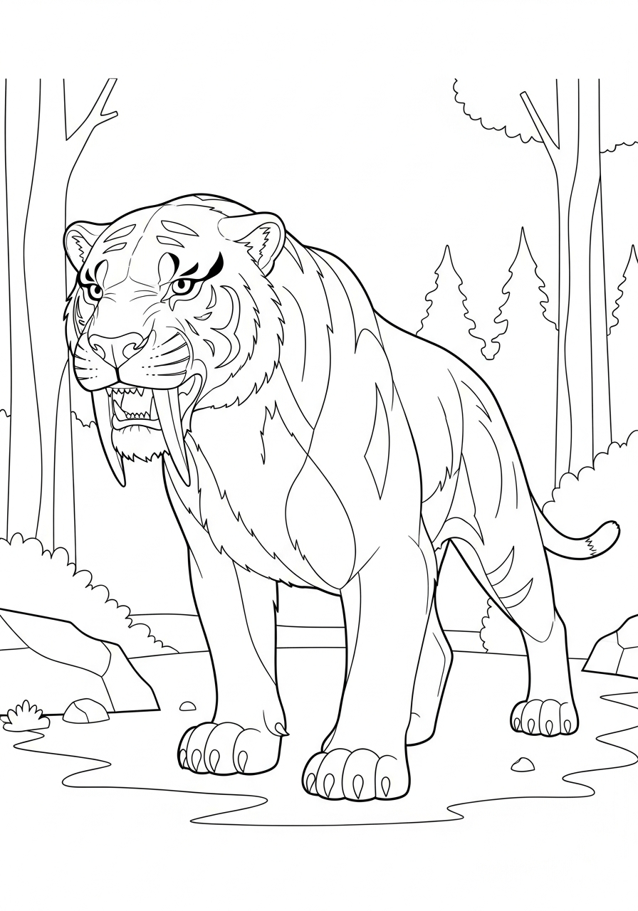 preschool Smilodon coloring pages 1