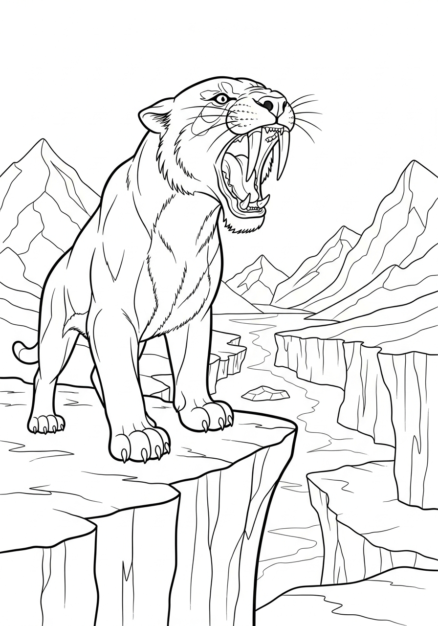 detailed Smilodon coloring pages