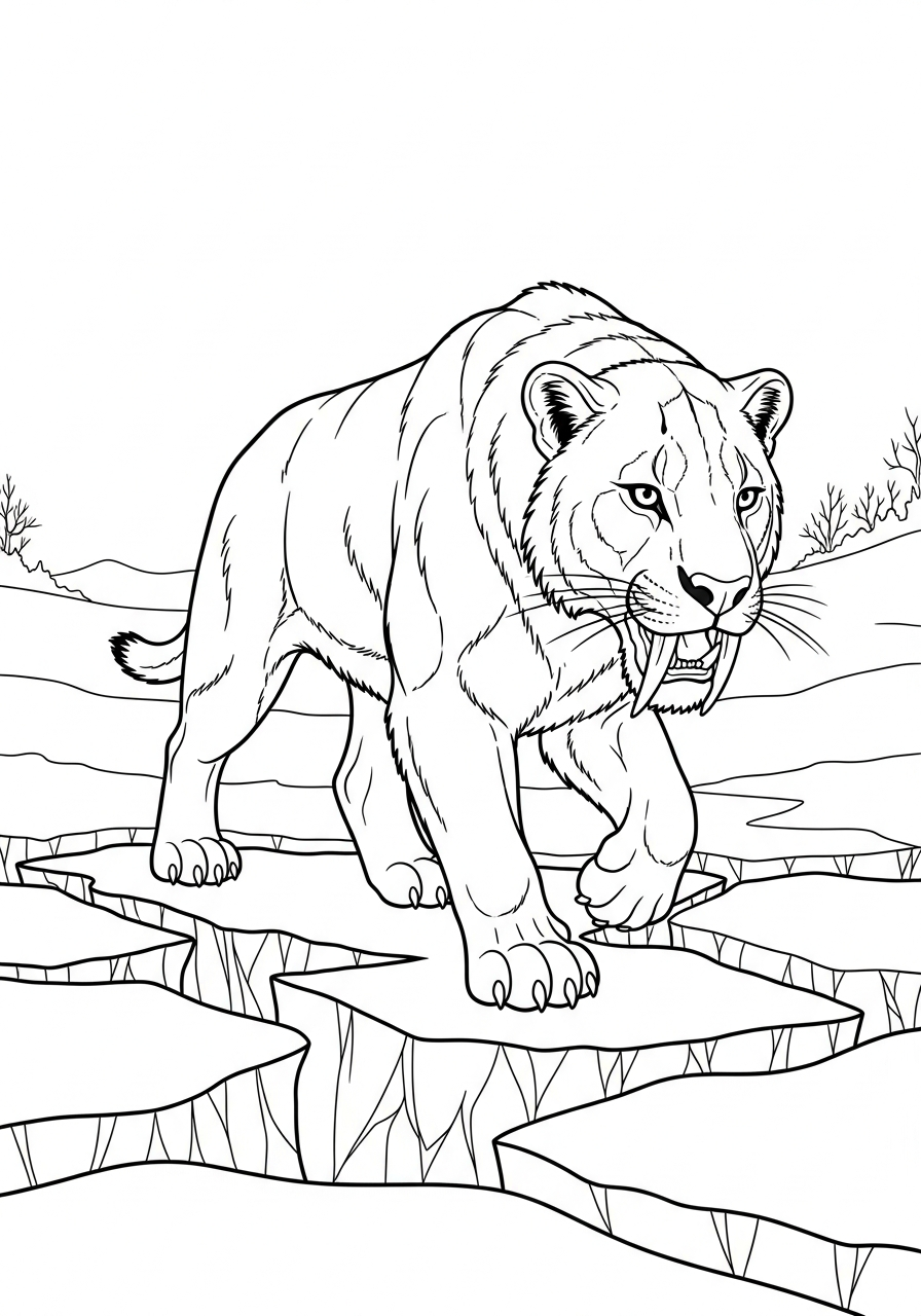 preschool Smilodon coloring pages