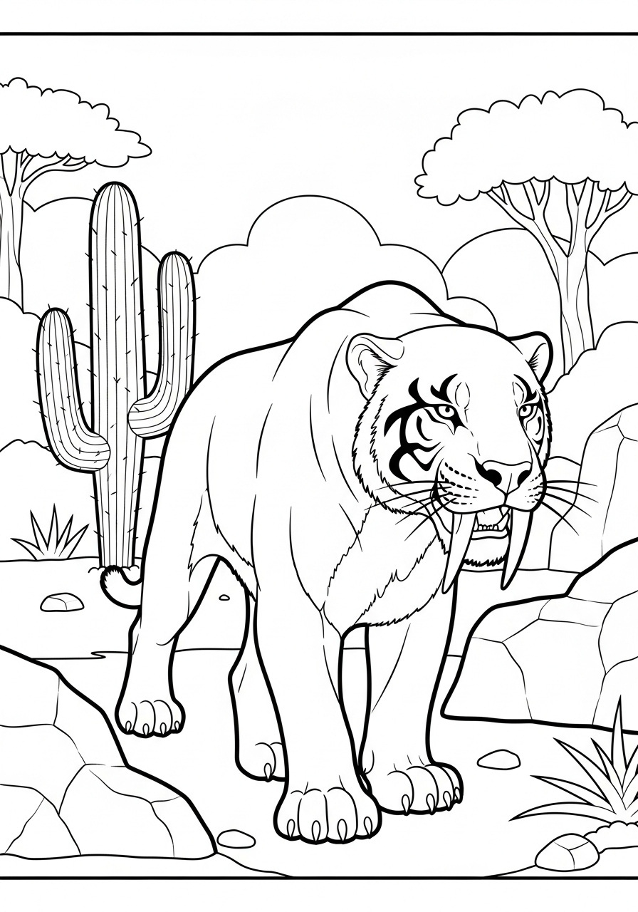 easy cute Smilodon coloring pages
