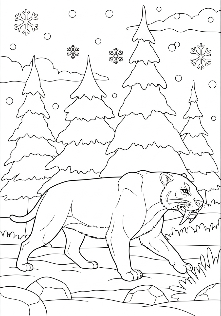 free Smilodon tree coloring pages