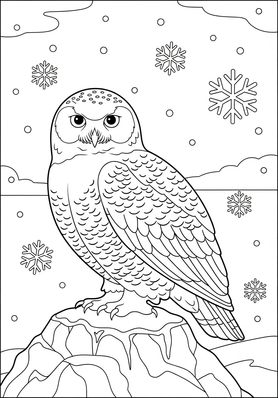 Snowy Owl Coloring Pages 13 easy Snowy Owl coloring pages