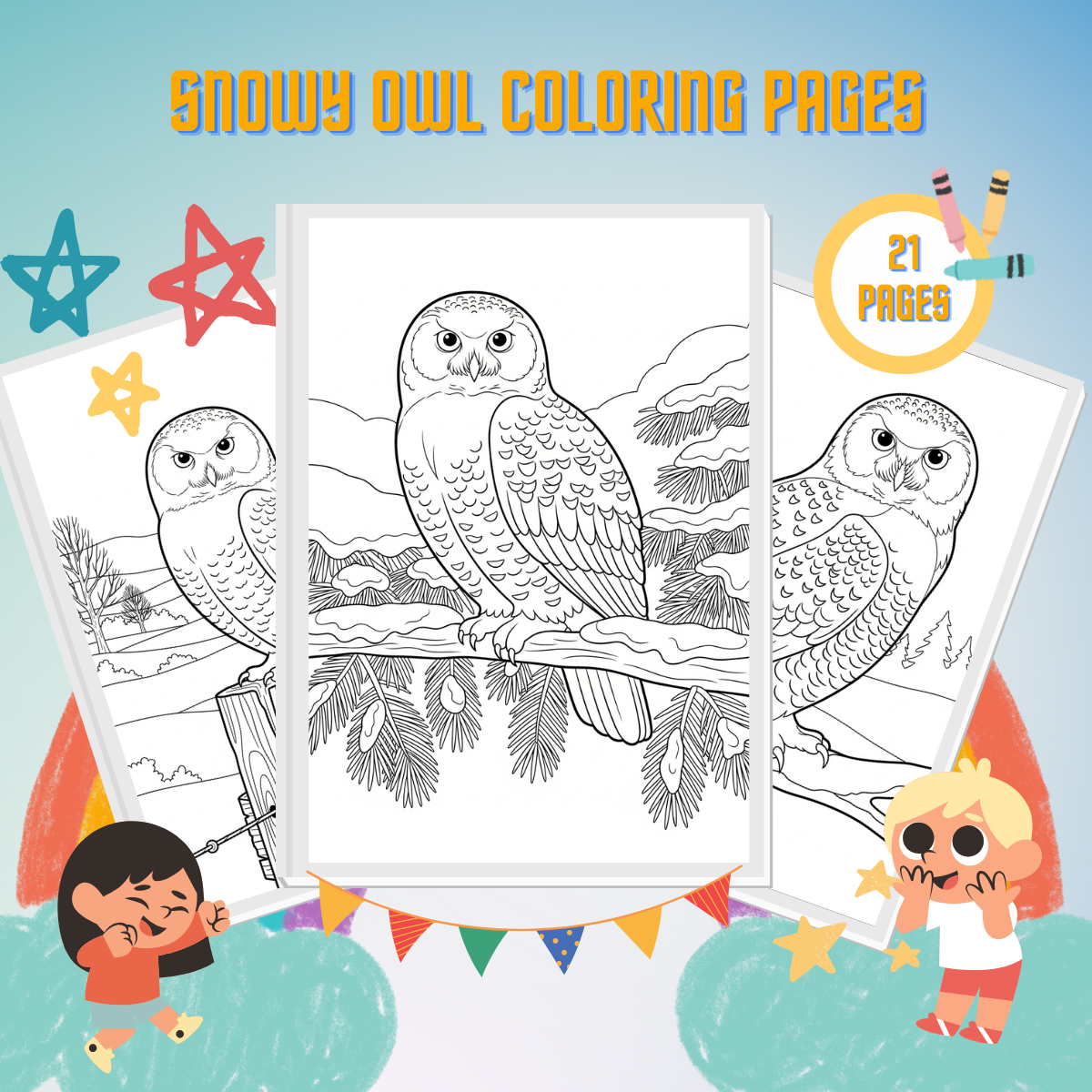 Snowy Owl Coloring Pages thumbnail