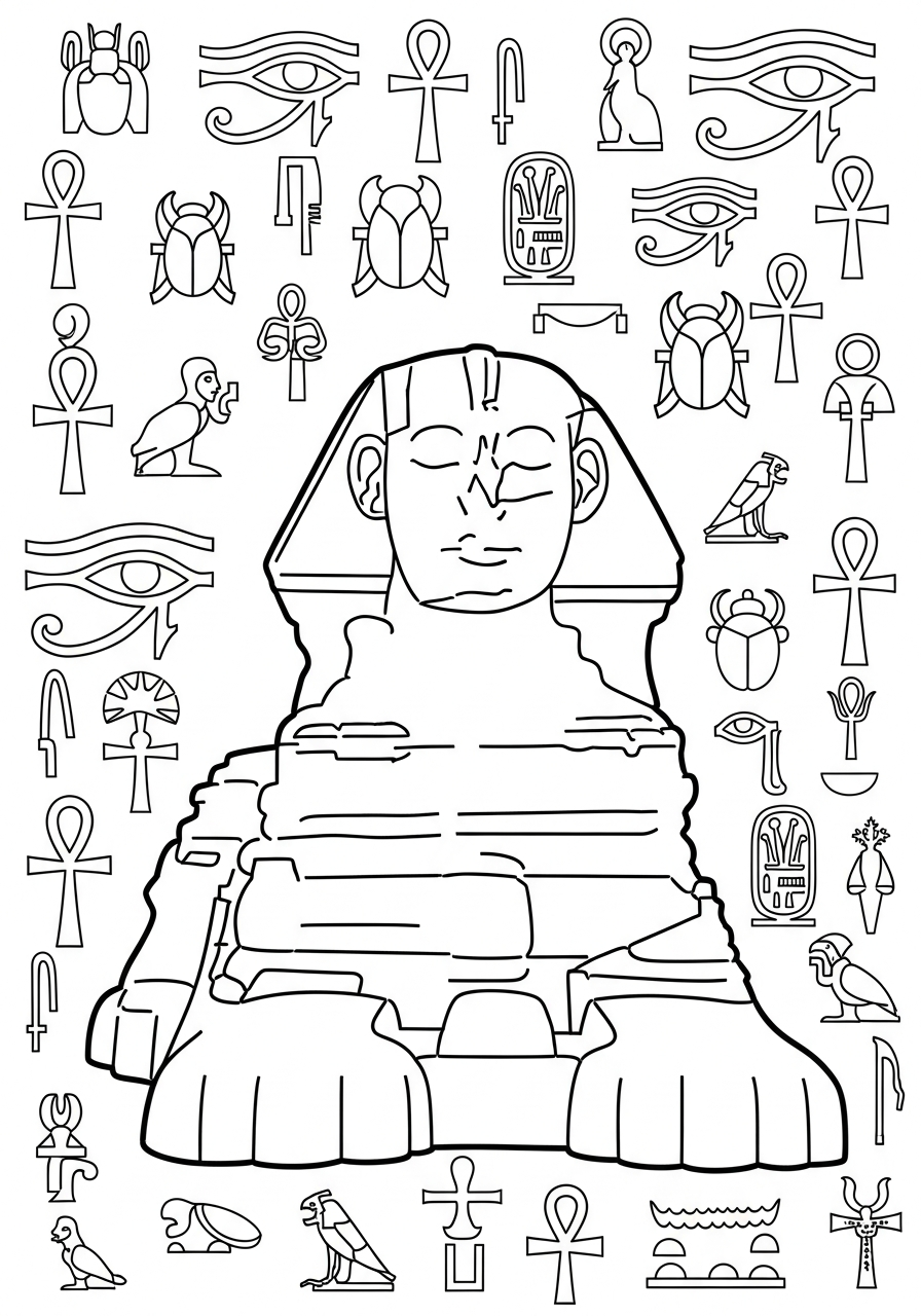 Sphinx Coloring Pages 16 vintage Sphinx coloring pages