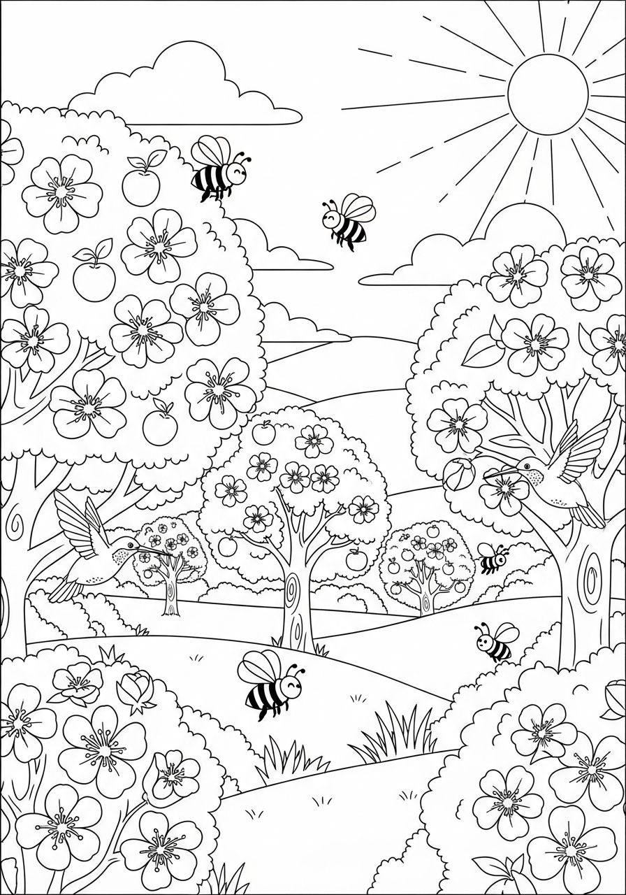 Spring Coloring Pages 21 free full size printable Spring coloring pages for adults pdf