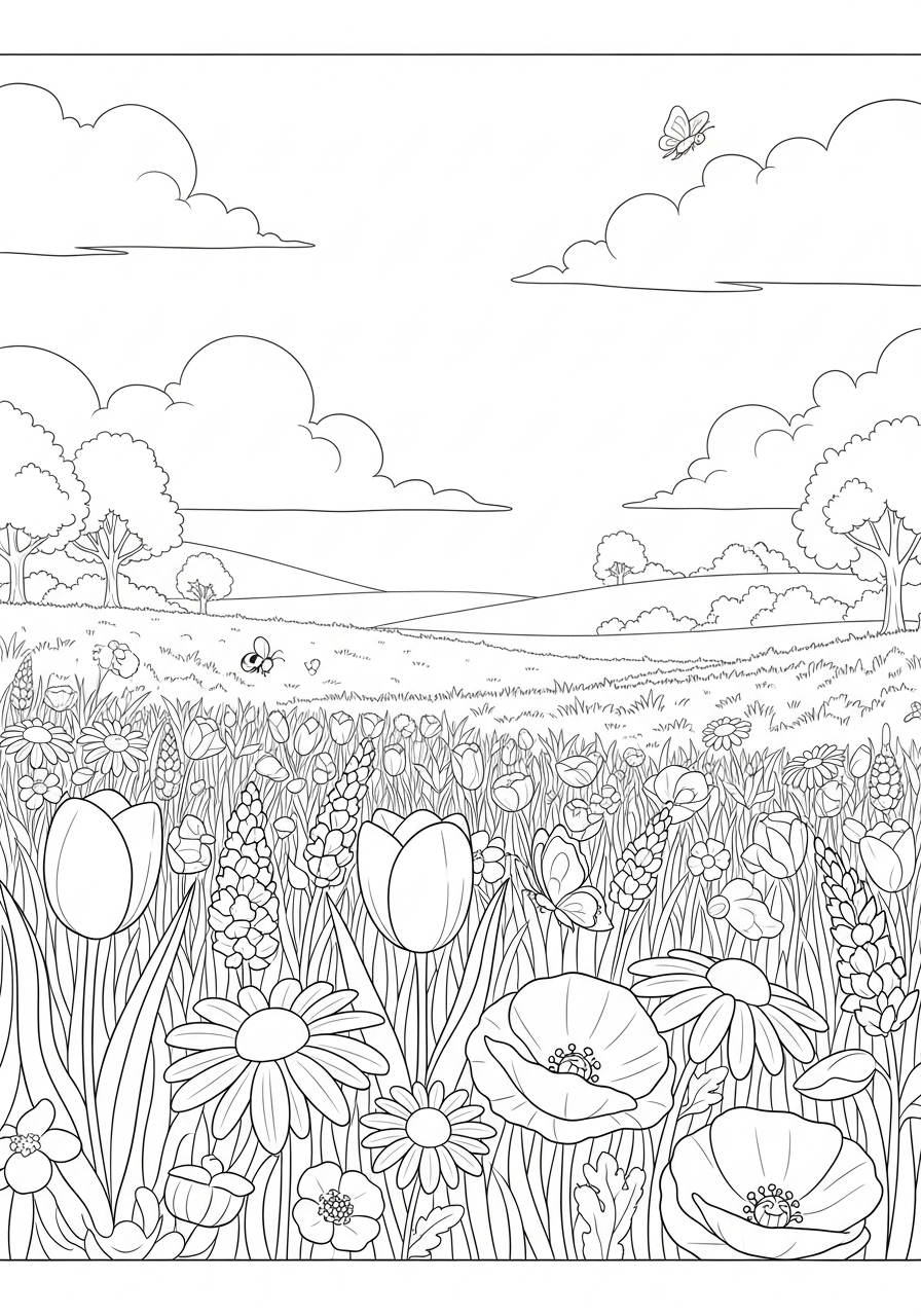 Spring Coloring Pages 6 free Spring tree coloring pages