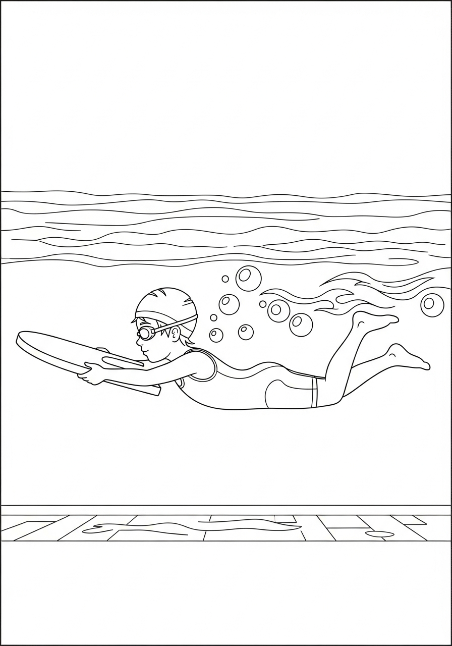 Swimming coloring pages for kids 1