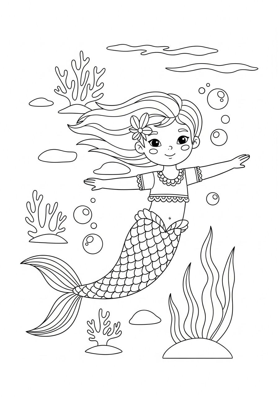 easy cute Swimming coloring pages