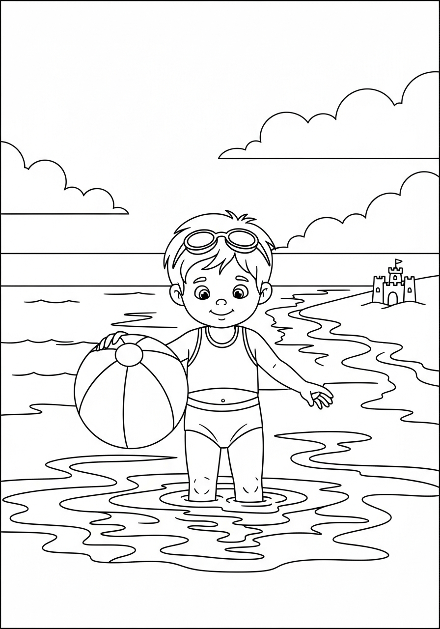 detailed Swimming coloring pages for adults