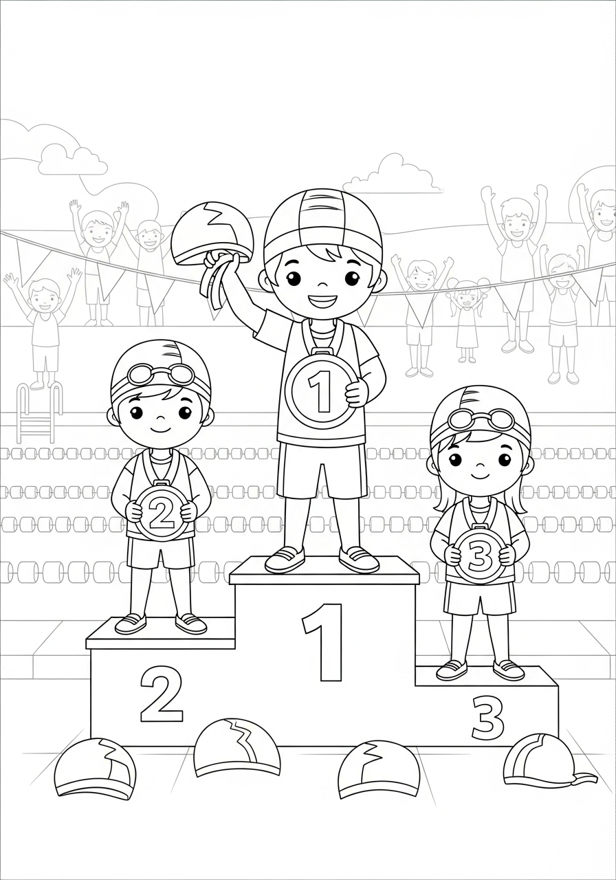 Swimming coloring pages to print