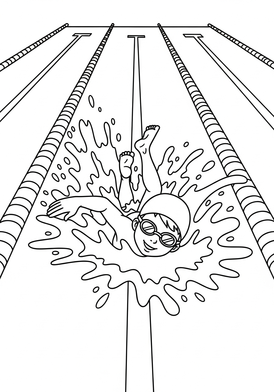 Swimming coloring pages for preschoolers