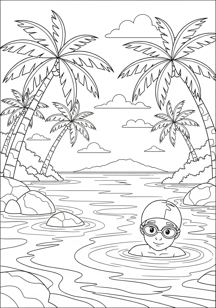Swimming coloring pages for preschoolers 1