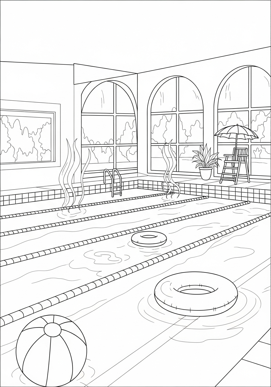Swimming coloring pages free 1