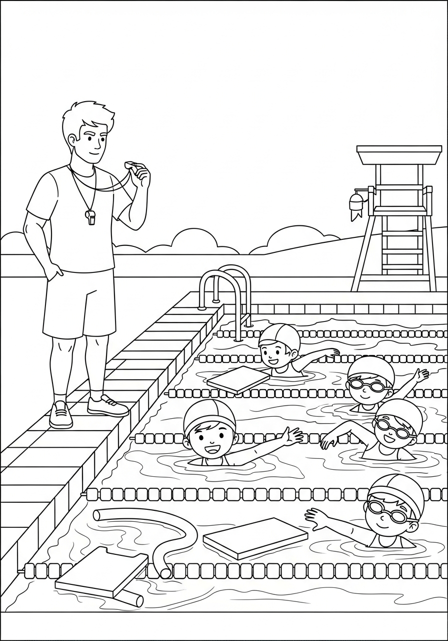 coloring pages for kids Swimming
