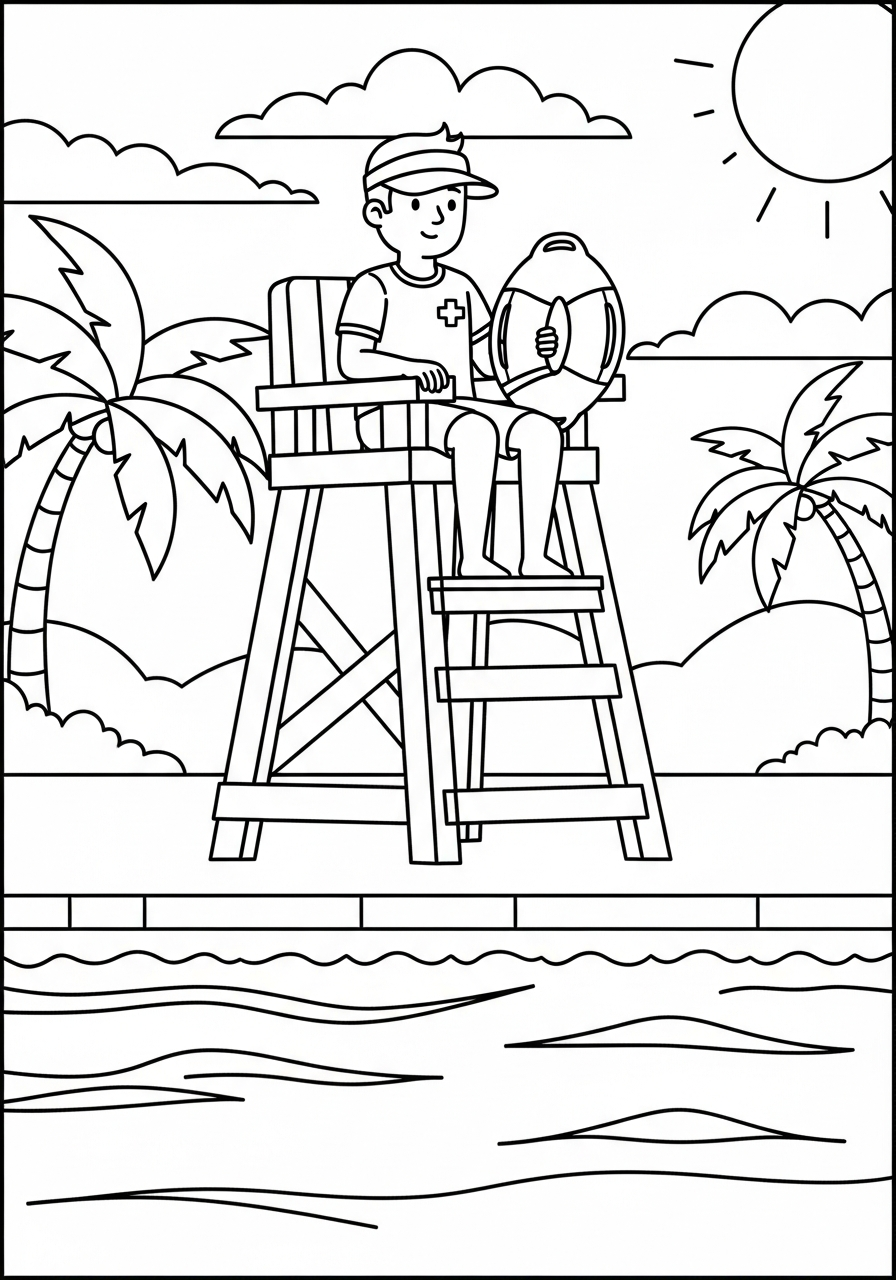 Swimming cards coloring pages
