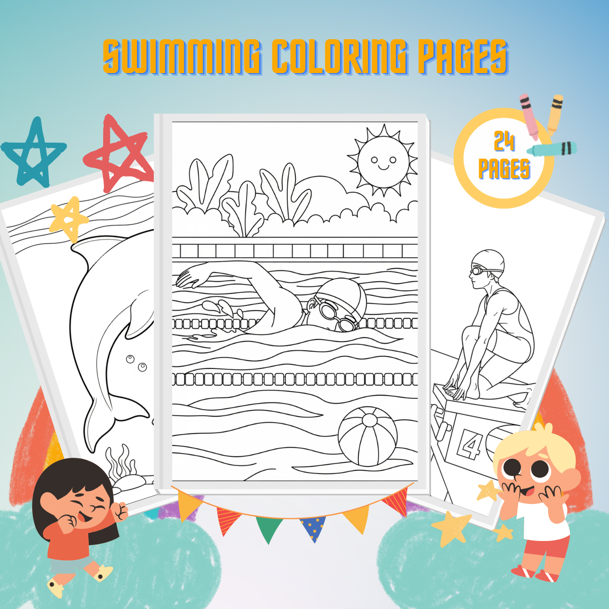 Swimming Coloring Pages thumbnail