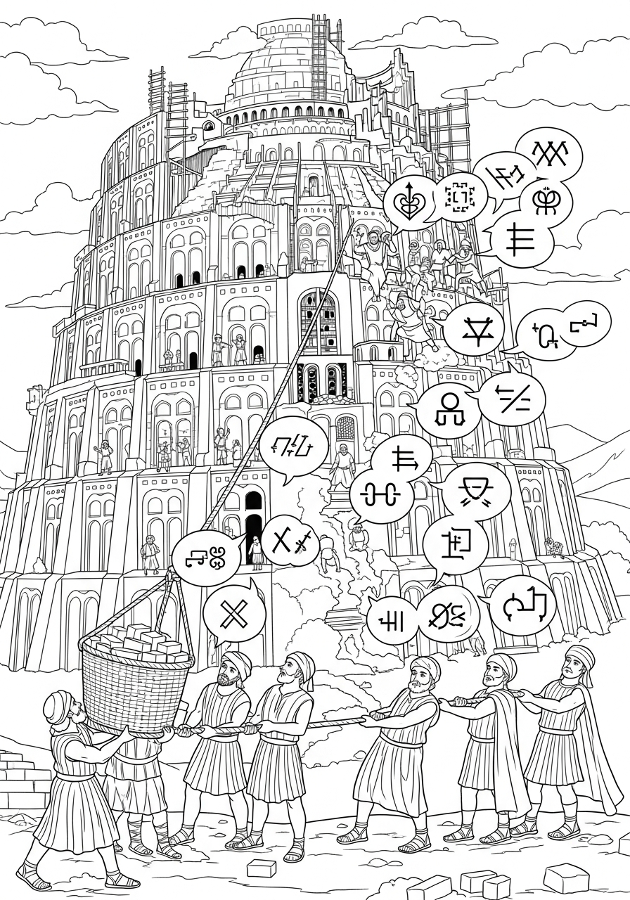 Tower of Babel coloring book pages