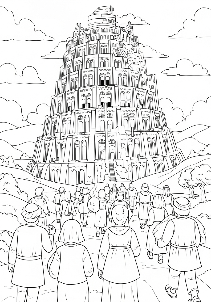 coloring Tower of Babel pages