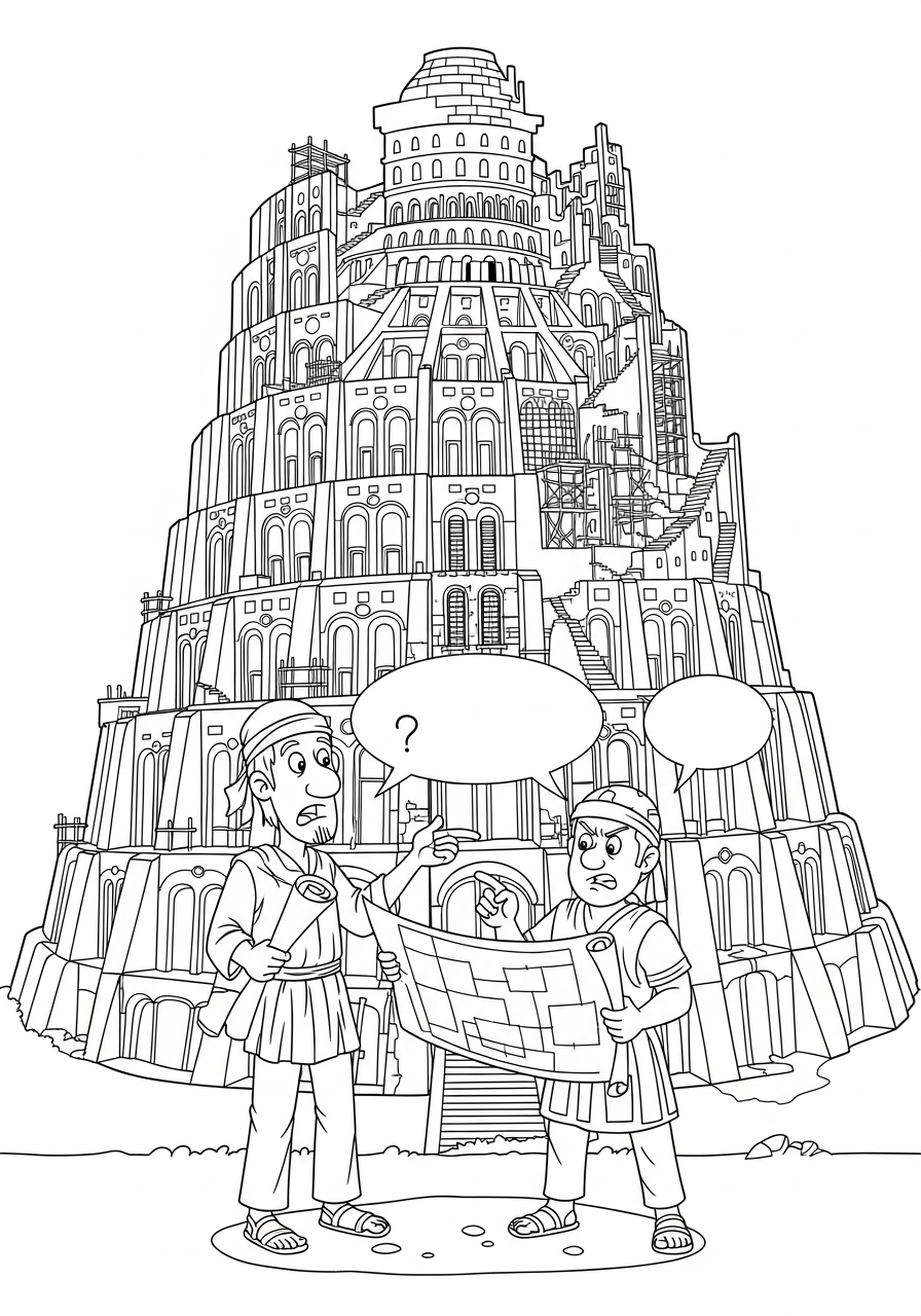 coloring pages for kids Tower of Babel
