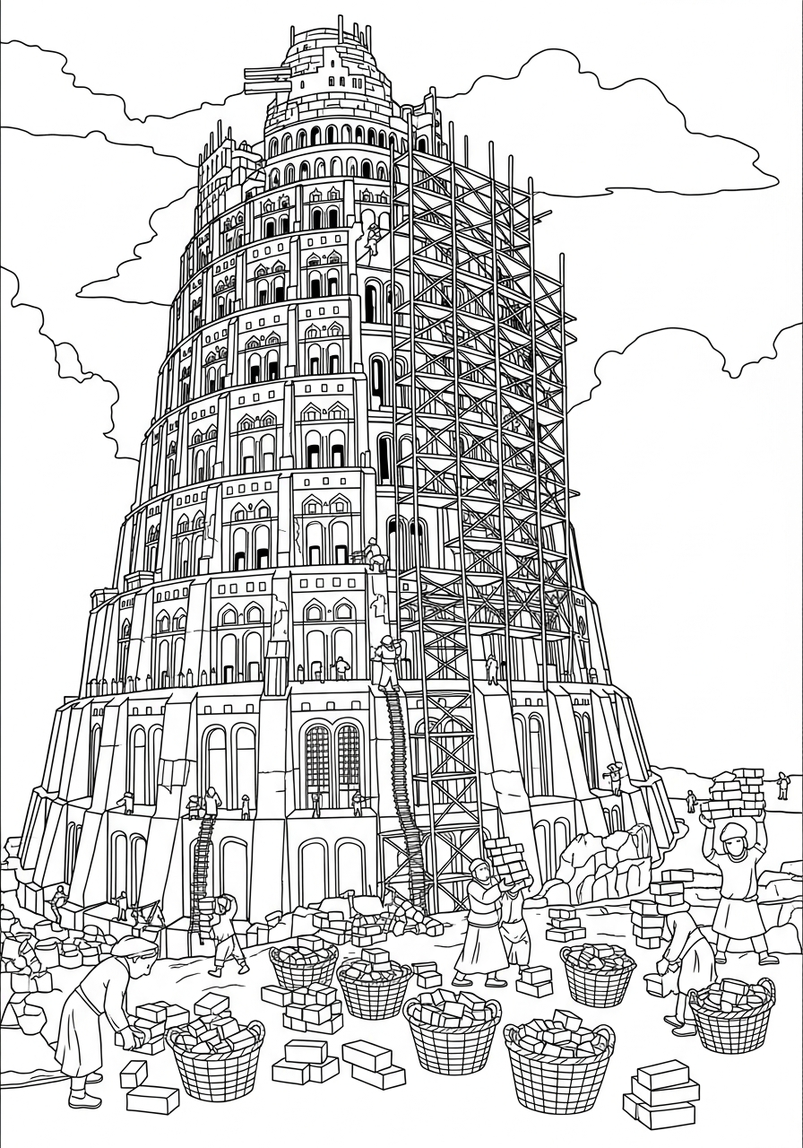 Tower of Babel free coloring pages