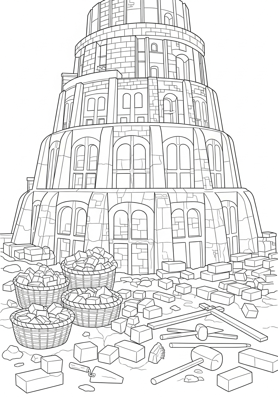 Tower of Babel free coloring pages 1