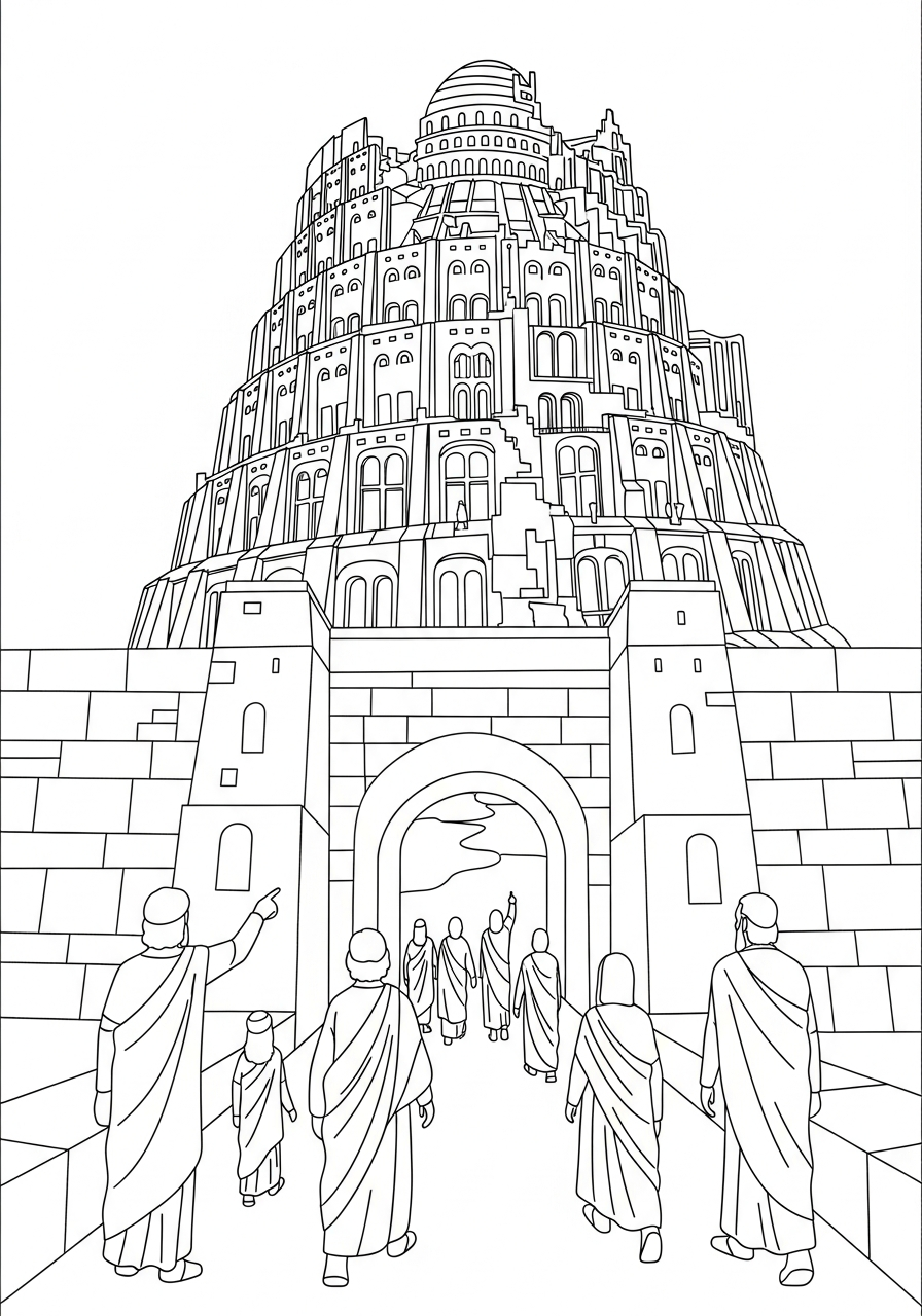free Tower of Babel printable coloring pages