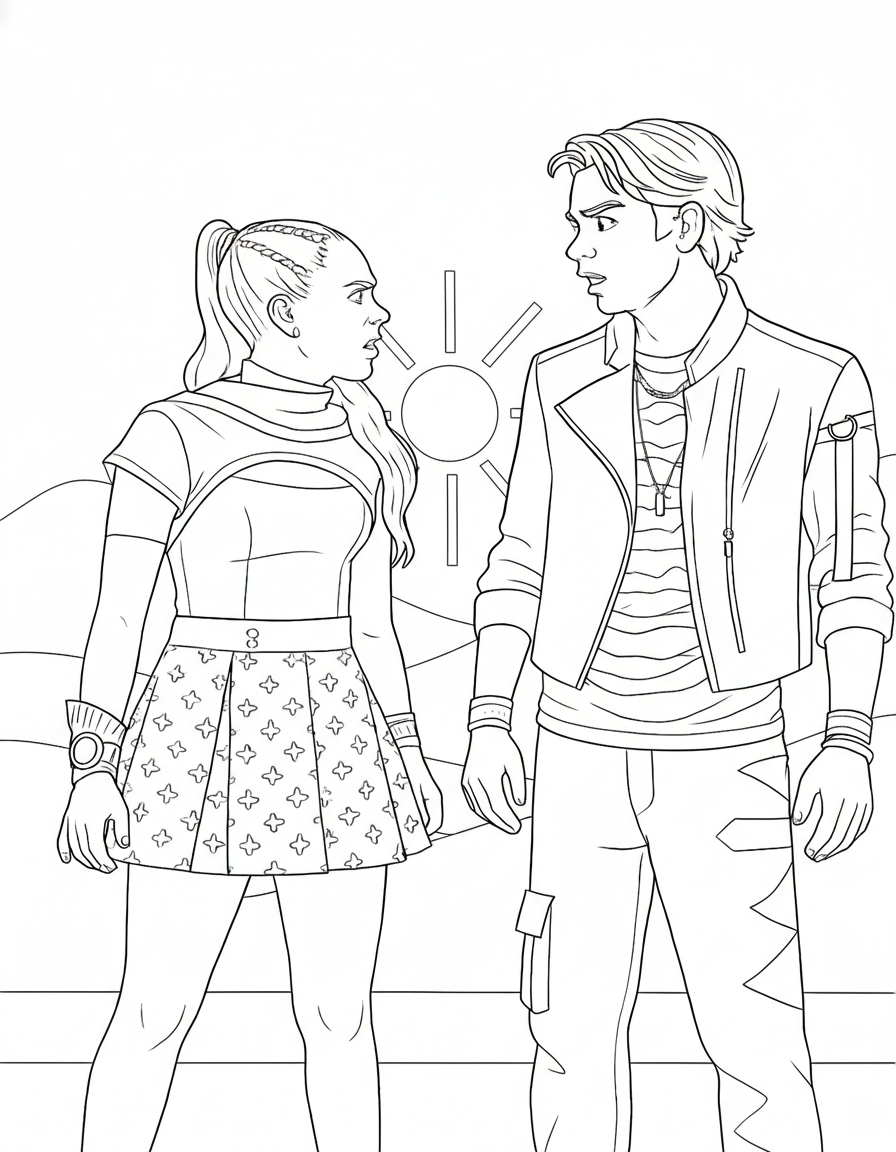 Zombies 4 coloring pages easy