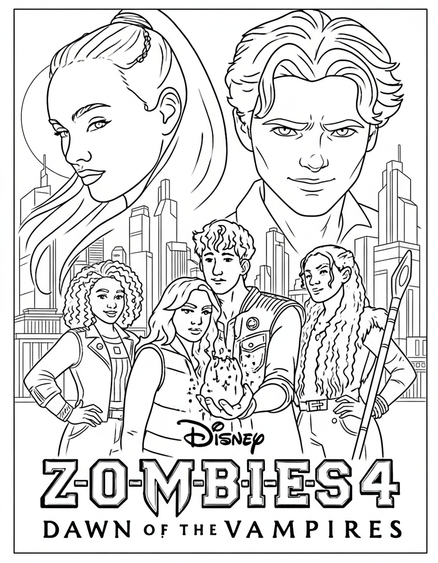 Zombies 4 themed coloring pages