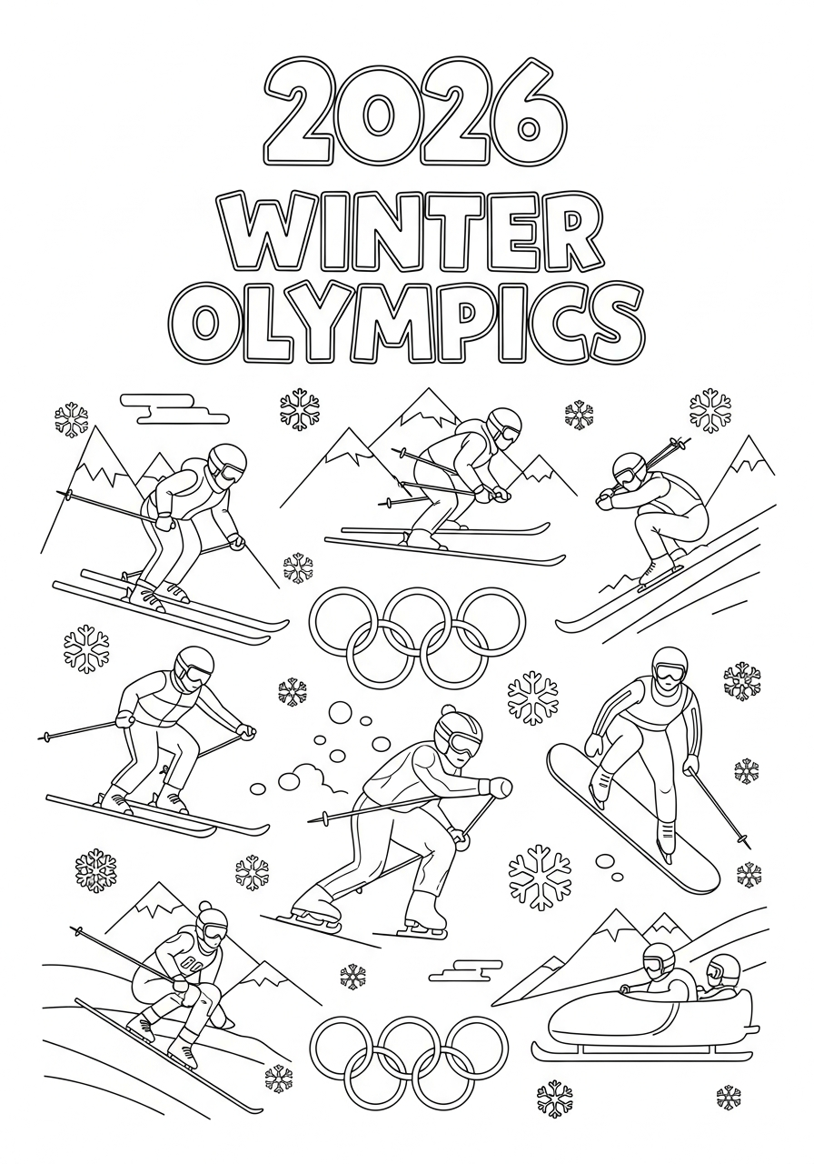 free 2026 Winter Olympics coloring pages for kids