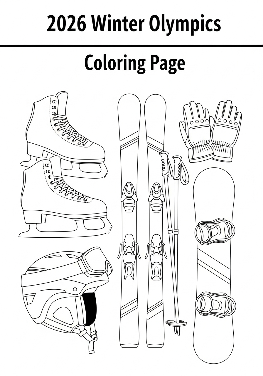 free full size printable 2026 Winter Olympics coloring pages for adults pdf 1