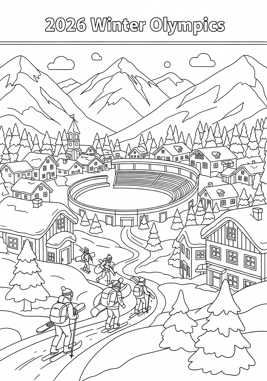 adult coloring pages 2026 Winter Olympics