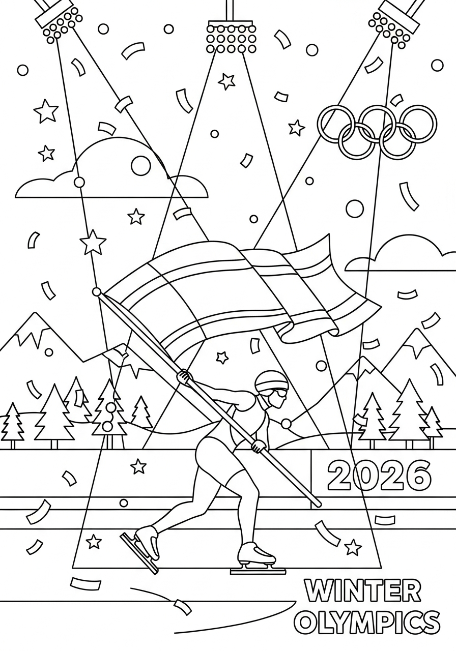 2026 Winter Olympics coloring pages for adults easy