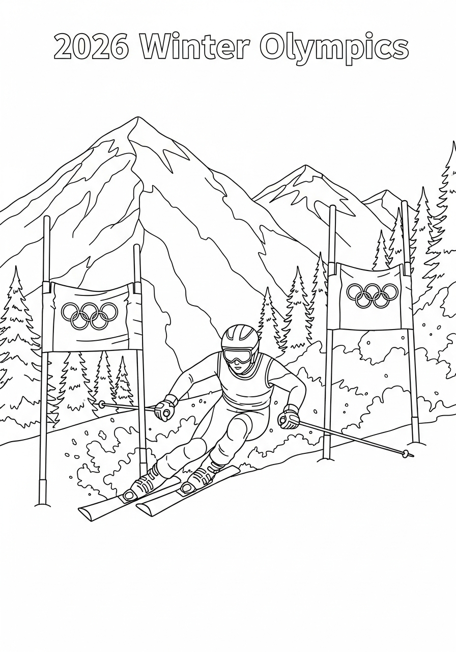 free full size printable 2026 Winter Olympics coloring pages for adults pdf