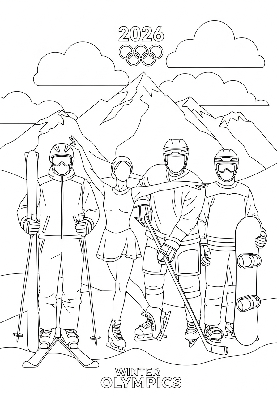 kids 2026 Winter Olympics coloring pages