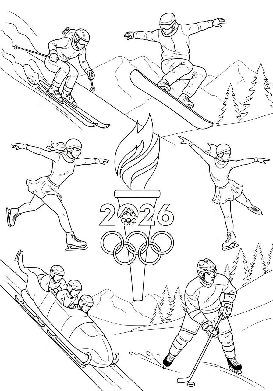 2026 Winter Olympics coloring book pages