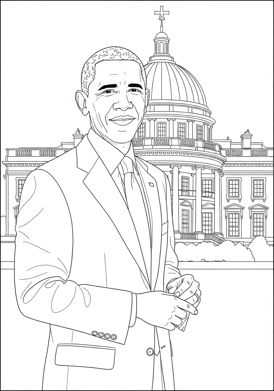 coloring Barack Obama pages