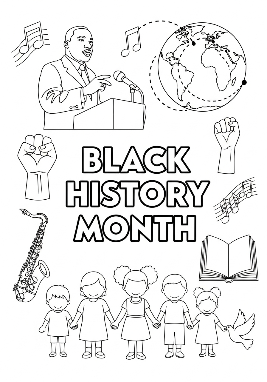 Black History Month Coloring Pages 16 cute Black History Month coloring pages