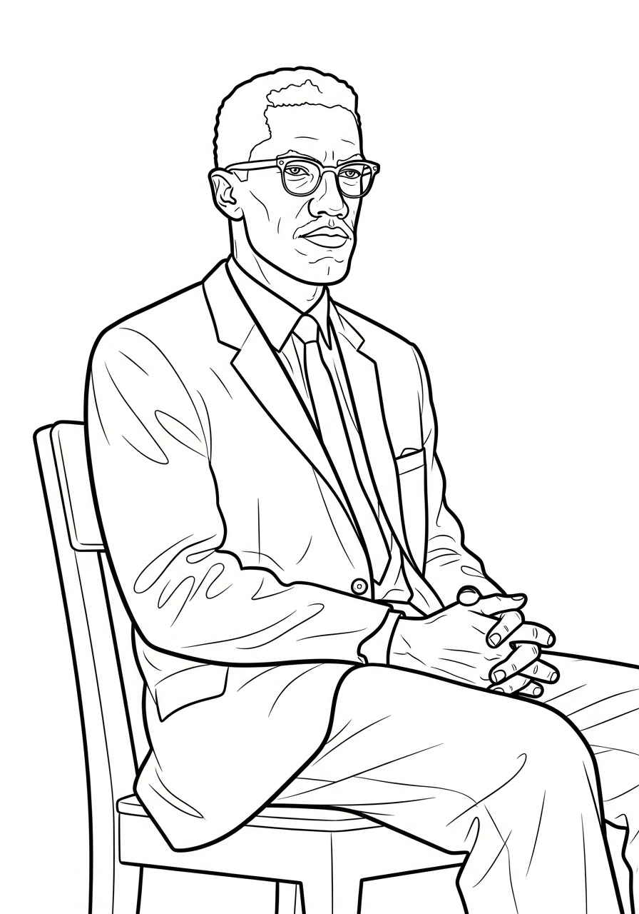 adult Malcolm X coloring pages 1