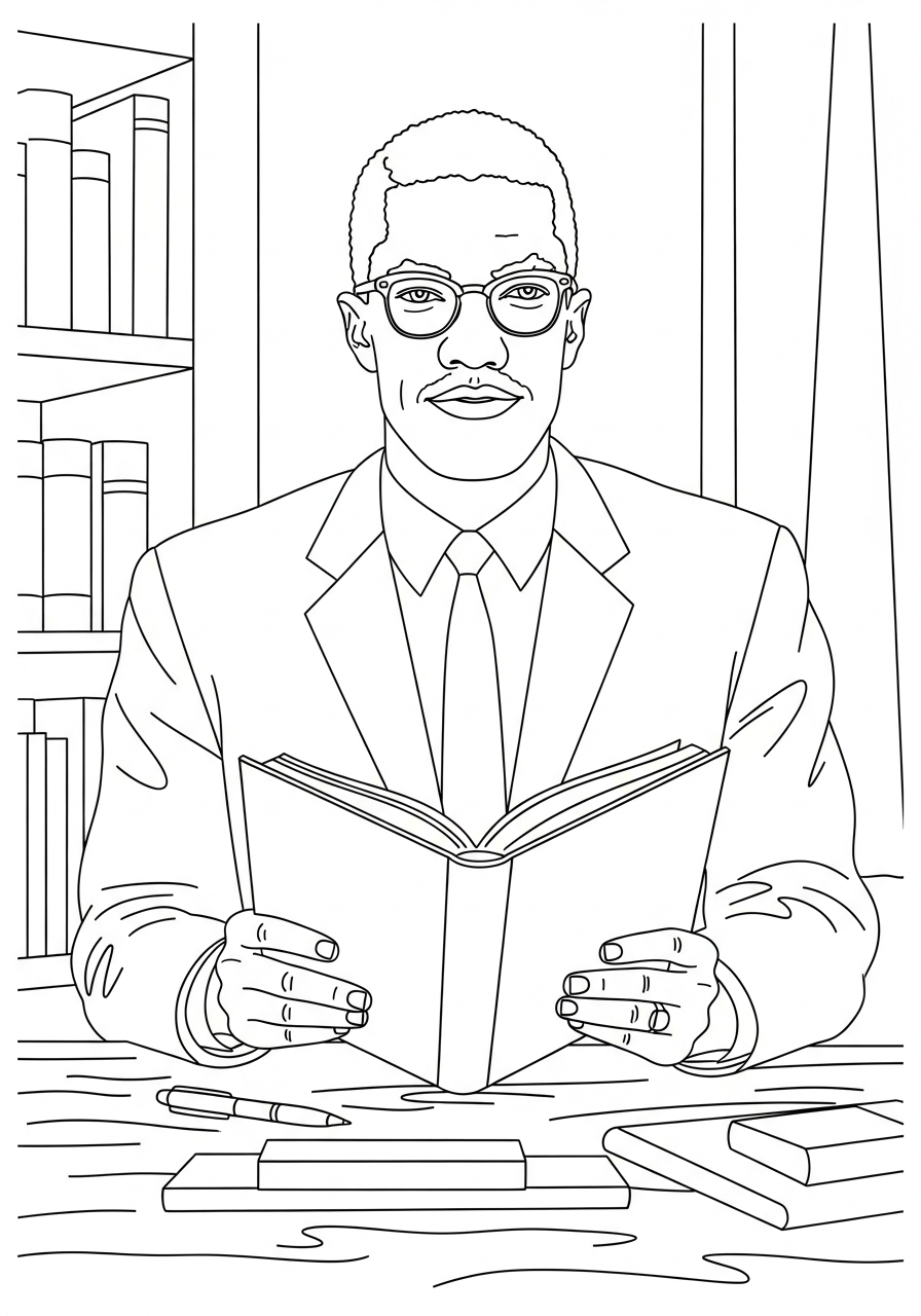 Malcolm X decorations coloring pages 1