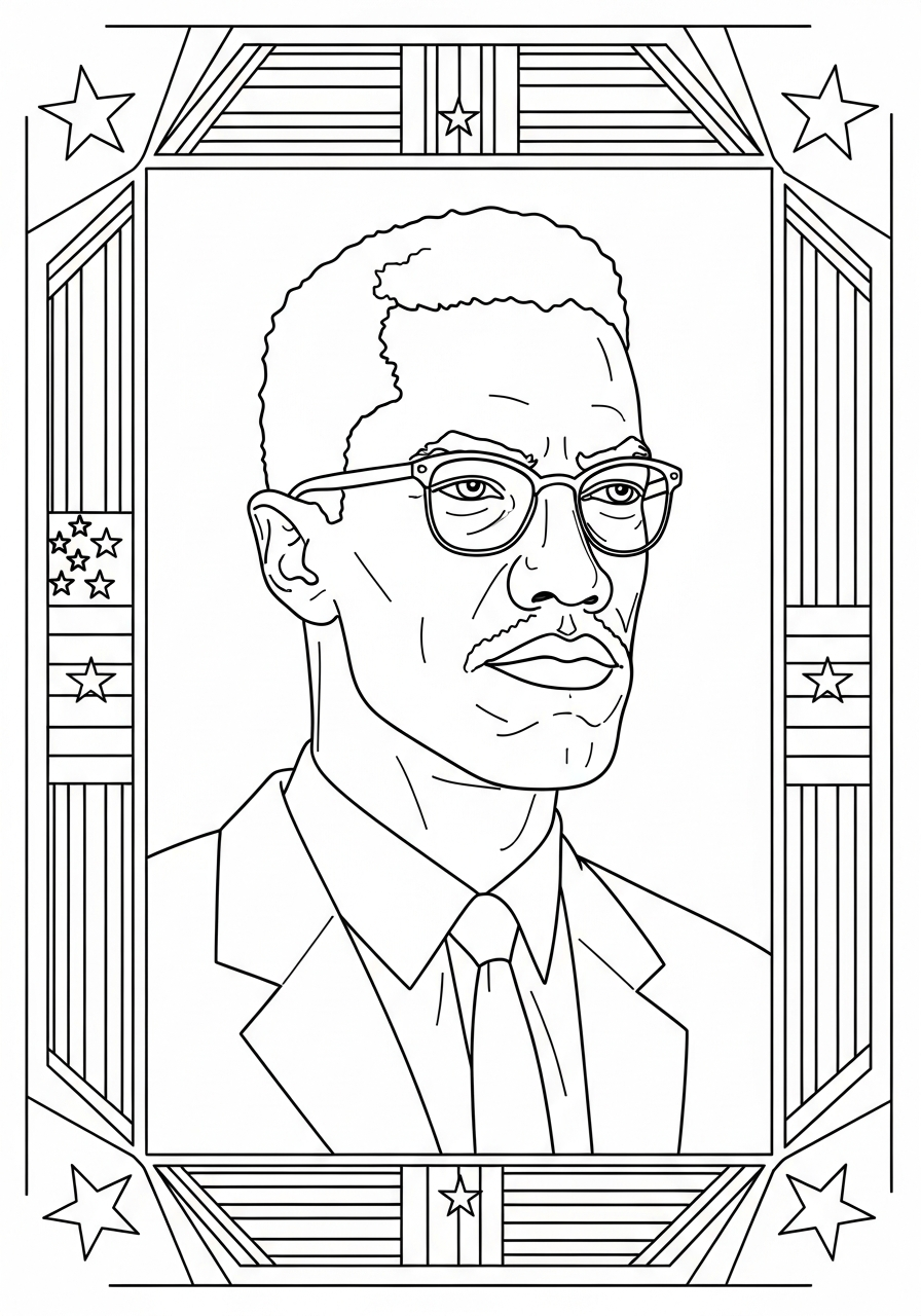 Malcolm X ornaments coloring pages