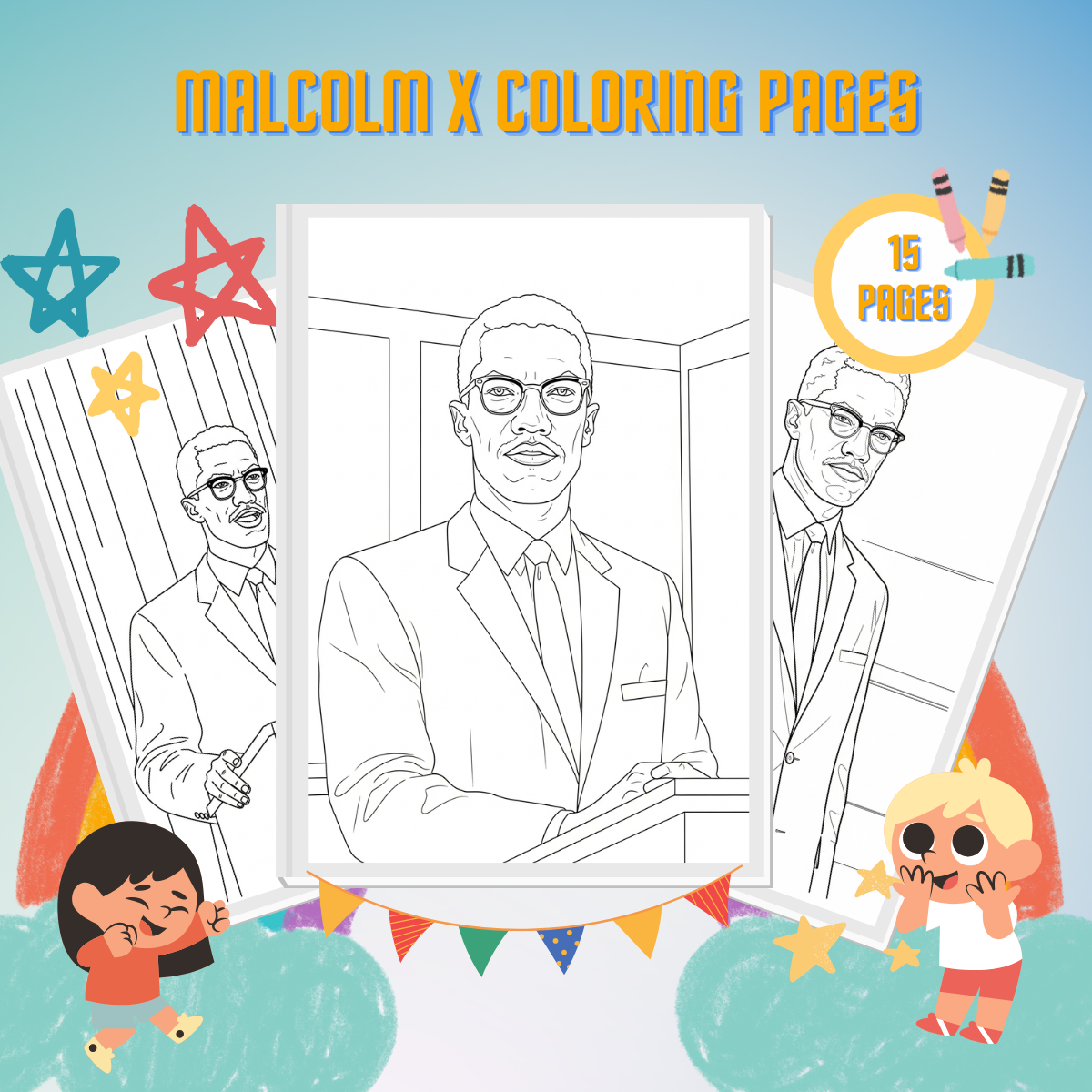 Malcolm X Coloring Pages thumbnail