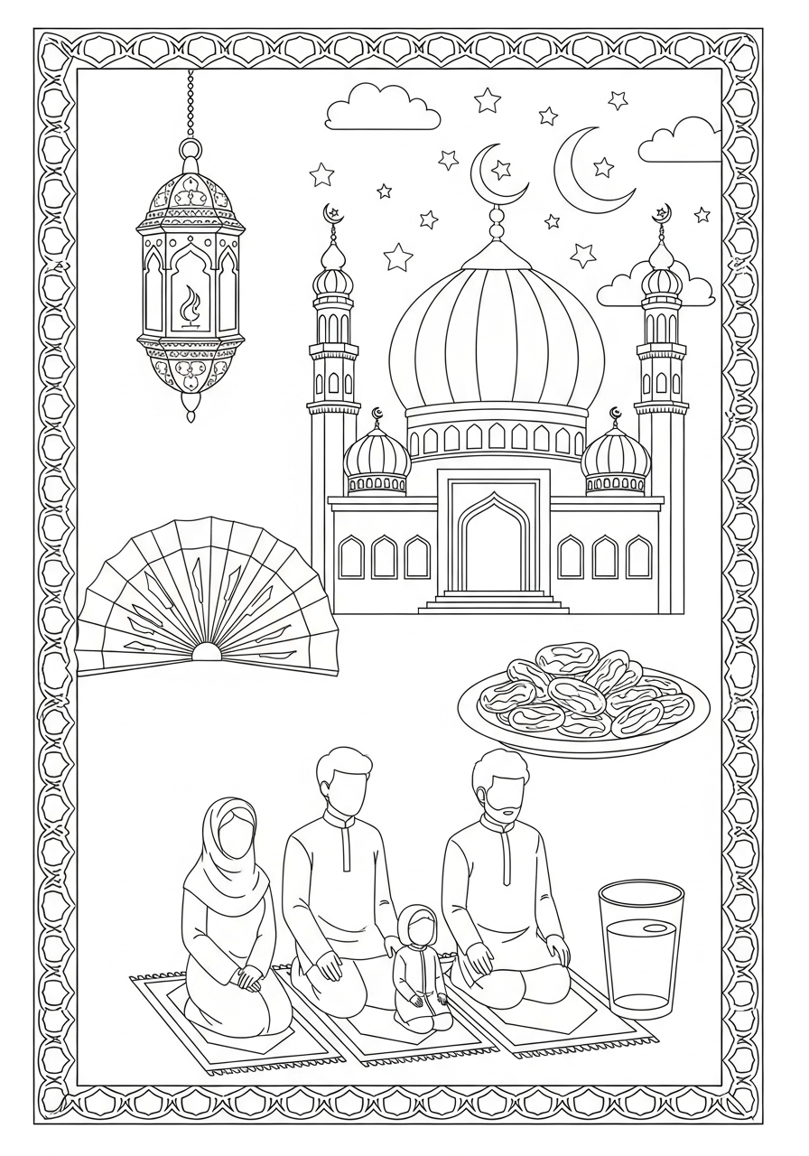 Ramadan themed coloring pages 1