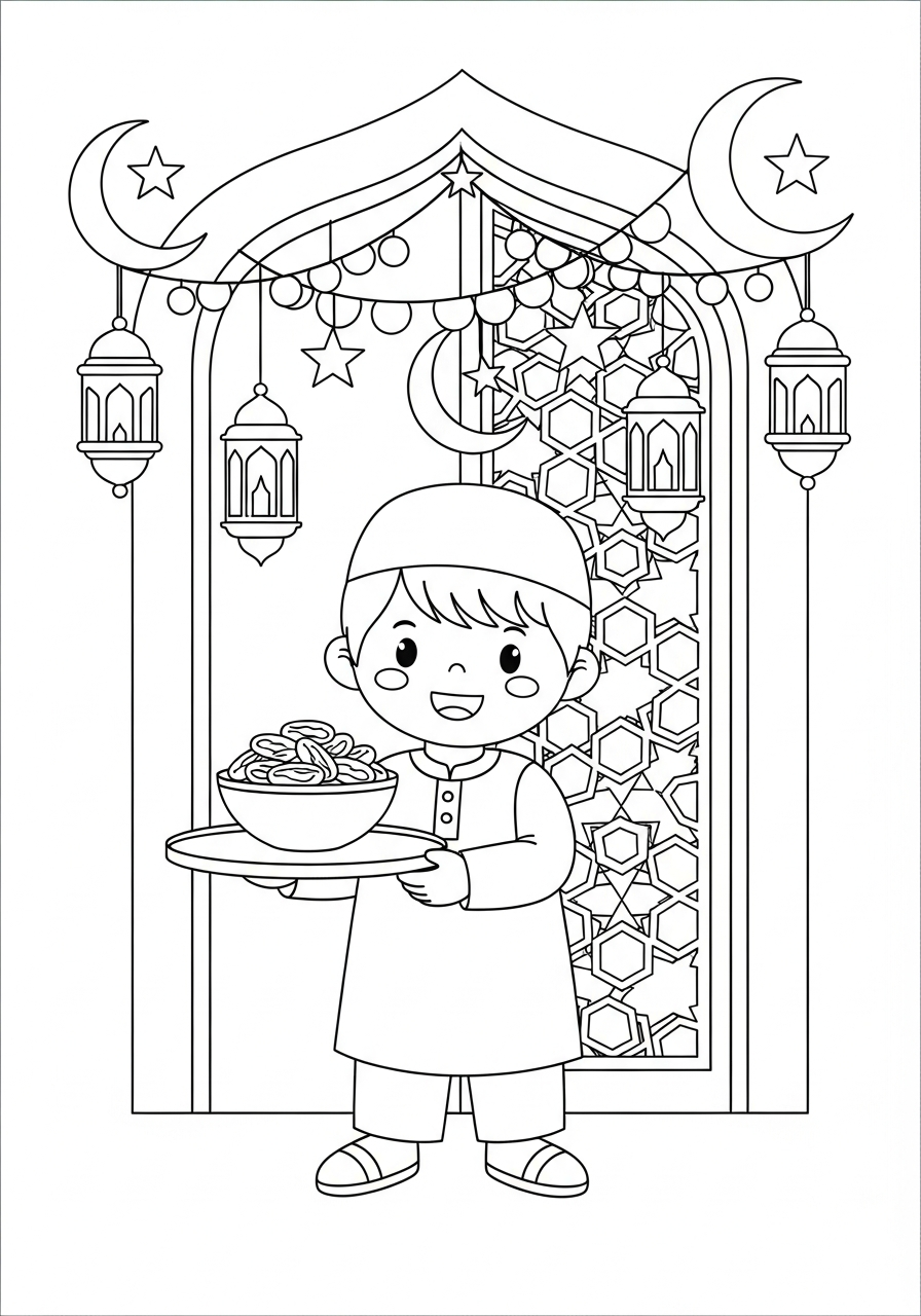Ramadan themed coloring pages