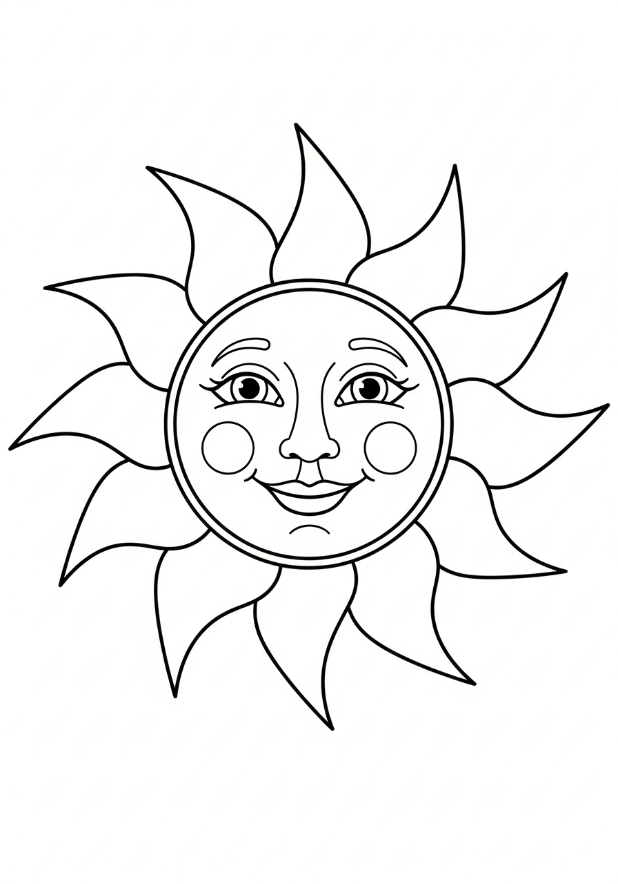 Sun decorations coloring pages